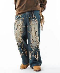 WEGO 【ユニセックス着用ITEM】フリンジデニムパンツ