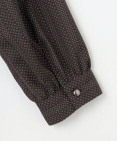 J.PRESS LADIES S 【洗える】ドットデシンプリント ボウタイ バンドカラー ブラウス