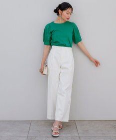 ANY SIS S 【撥水・汗ジミ防止・UVケア・洗える】スーピマスムース 袖タック Tシャツ