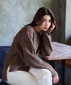 Tiaclasse 【洗える】ケーブル柄編みニットプルオーバー