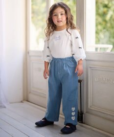 ANY KIDS リボン×チュール 七分袖Tシャツ