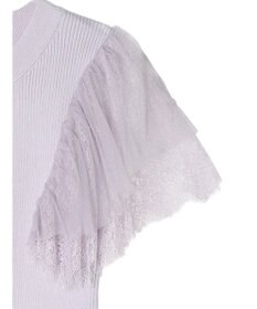 earth music&ecology 袖レースリブニットプルオーバー