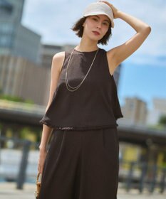 uncrave リネンライクツイル オールインワン ダークブラウン