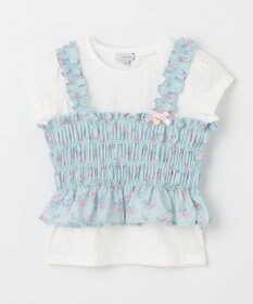 ANY KIDS フラワー×リボン ビスチェ付きTシャツ