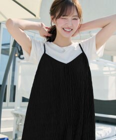 Tiaclasse 【2点セット】変形プリーツキャミワンピース＆Tシャツ