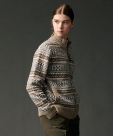 JOSEPH ABBOUD MOUNTAIN 【軽量/ソフト】ラム×モールジャカード ニットブルゾン