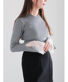 Te chichi レースカフスレイヤードニット