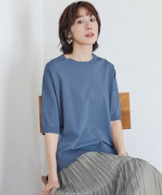 自由区 L 【接触冷感・UVカット・WEB限定カラーあり】クレープストレッチプルオーバー ニット [新色]ブルーグレー