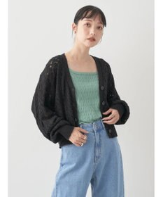 earth music&ecology スラブコットンレース編みカーディガン
