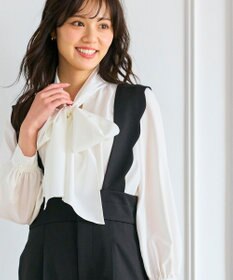 Feroux 【洗える】スカラップデザイン・サスペンダー付きパンツ