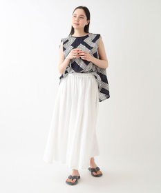 UCHINO クレープガーゼ ジオメトリックブラウス