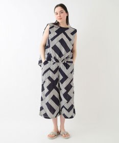 UCHINO クレープガーゼ ジオメトリックブラウス