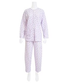 Wing 【数量限定　特別価格】 パジャマ 長袖 長ズボン 綿混(本体) キルトニット素材 保温性 あたたかい 前開きタイプ 丸首 小花柄 レディース EP6913 ウイング／ワコール