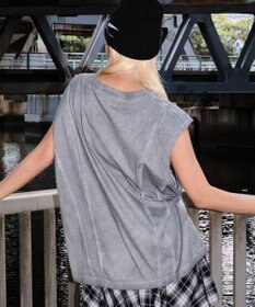 WEGO 【ユニセックス着用ITEM/MLサイズ展開】コールドダイスウィッチングロゴノースリーブ