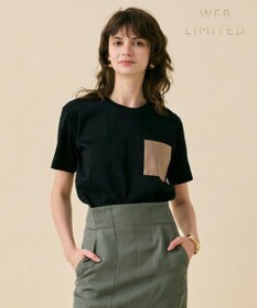 BEIGE， TORENIA / レザーポケットコットンクルーネックTシャツ