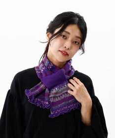 AURORA 【 ANNA SUI（アナ スイ）】ジャカードキャンディーマフラー(WASH)
