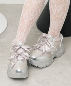 WEGO ダブルリボン厚底ダッドスニーカー