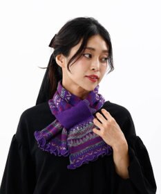 AURORA 【 ANNA SUI（アナ スイ）】ジャカードキャンディーマフラー(WASH)