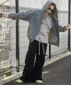 WEGO 【ウエストゴム】スーパーフレアカーゴパンツ