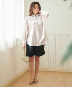 Feroux 【洗える】カラーストライプビッグ シャツ