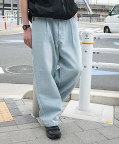 WEGO 【ユニセックス着用ITEM/SMLサイズ展開】ルーズテーパードデニムパンツ