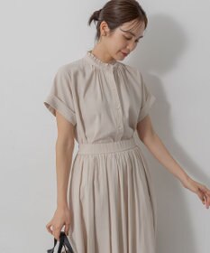 組曲 バウンディングシャーティング バンドカラーフリル ブラウス