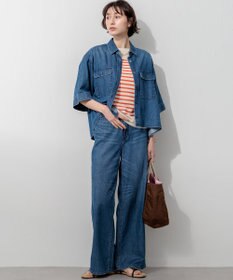 23区 【SLOW/一部店舗限定】LIGHT DENIM クロップド シャツ
