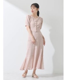 earth music&ecology ２点ＳＥＴ透かし編みカーディガン＋裾フレアスカート