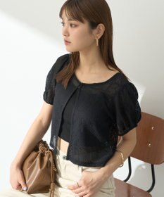 earth music&ecology フラワーコード刺繍カーディガン