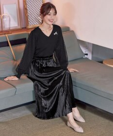 Tiaclasse 【安田美沙子さん着用】ベロアプリーツスカート