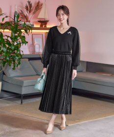 Tiaclasse 【安田美沙子さん着用】ベロアプリーツスカート