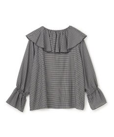 UNFILO チェック ラッフルブラウス