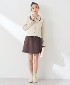 earth music&ecology バイカラートリムニットカーディガン