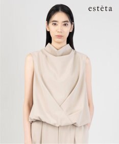 23区 L 【エステータ】コットンダブルクロス ノースリーブブラウス