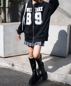 WEGO ナンバリング裏起毛BIGジップパーカー