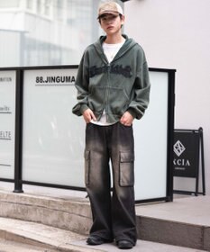 WEGO 【ユニセックス着用ITEM/MLサイズ展開】ショートグラフィックZIPパーカー