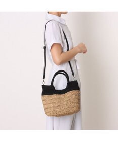 UNBILLION カシュカシュ cachecache / 切り替え柄編みミニトート カゴバッグ