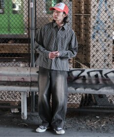 WEGO 【SMLサイズ展開】イージー3Dバレルレッグデニムパンツ