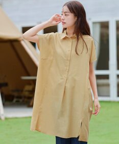 Tiaclasse 【洗える】フレンチスリーブリネンチュニックシャツ