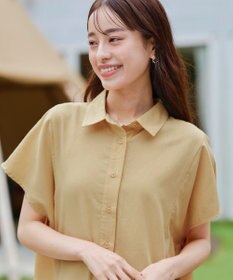 Tiaclasse 【洗える】フレンチスリーブリネンチュニックシャツ