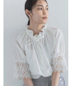 Te chichi レースカフスハーフスリーブブラウス