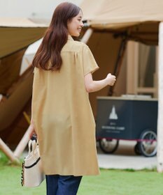 Tiaclasse 【洗える】フレンチスリーブリネンチュニックシャツ