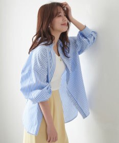 Feroux 【洗える】カラーストライプビッグ シャツ