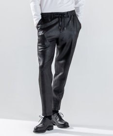 JOSEPH HOMME 新素材【ストレッチ/光沢感】レザーライクジャージードロスト付きテーパードパンツ / PEGG CONVERTIBLE