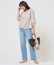 J.PRESS LADIES ストライプジャカード ラウンドネック カットソー