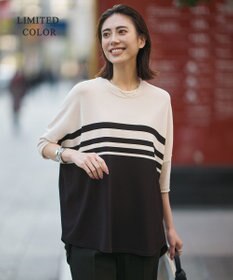 ICB 【WEB限定カラーあり】VIS/NYハイゲージ プルオーバーニット トープ×ブラックボーダー［WEB限定］