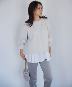 23区 S 【ご好評につき新色追加】ナチュラルコットンベアコンビ ペプラム カットソー