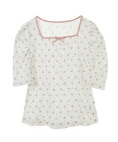 earth music&ecology フロントリボンパフスリーブプルオーバー