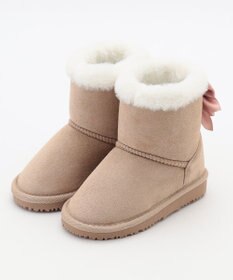 ANY KIDS リボンフェイクムートンブーツ ベージュ