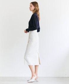 BEIGE， CHLOR / ウールシルクツイルドッキングVネックニット